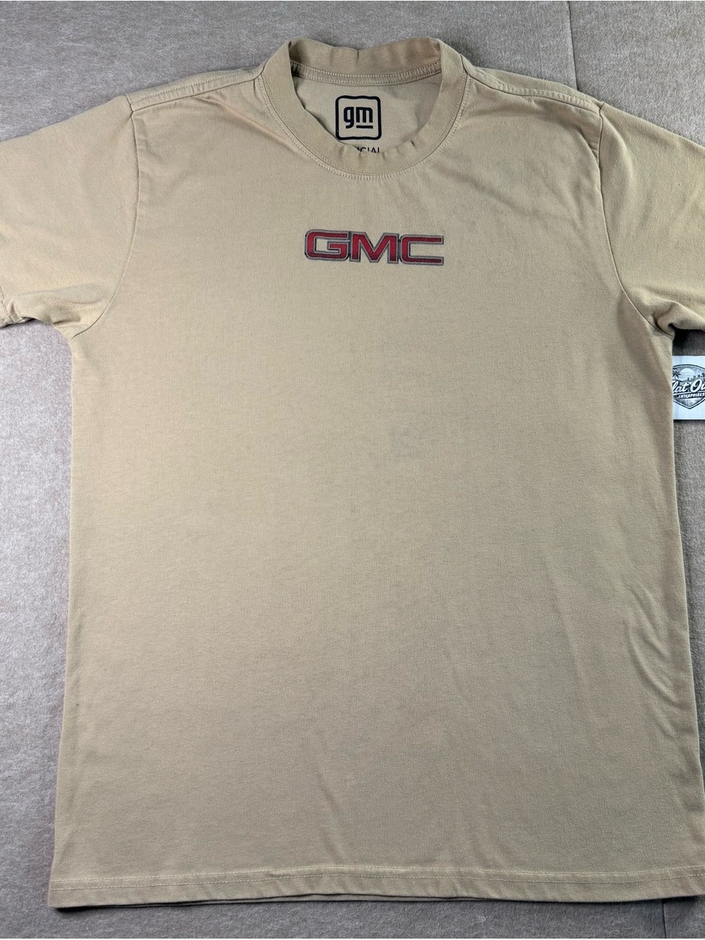 GMC Trucks Philcos licensed Tan Graphic Crewneck T-Shirt Size Large
